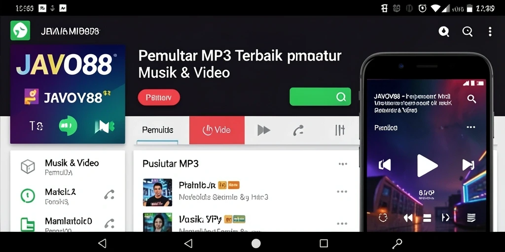 Antarmuka <strong>JAVO88</strong> menampilkan kontrol pemutar MP3 yang intuitif dan mudah digunakan.