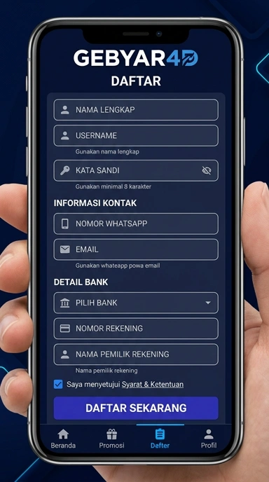 Tampilan halaman daftar gebyar4d